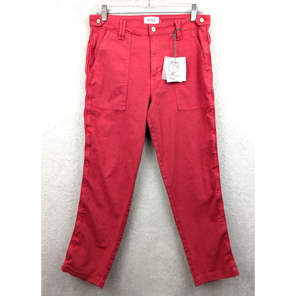 pistola Coral-Red Straight-Leg Utility Pants